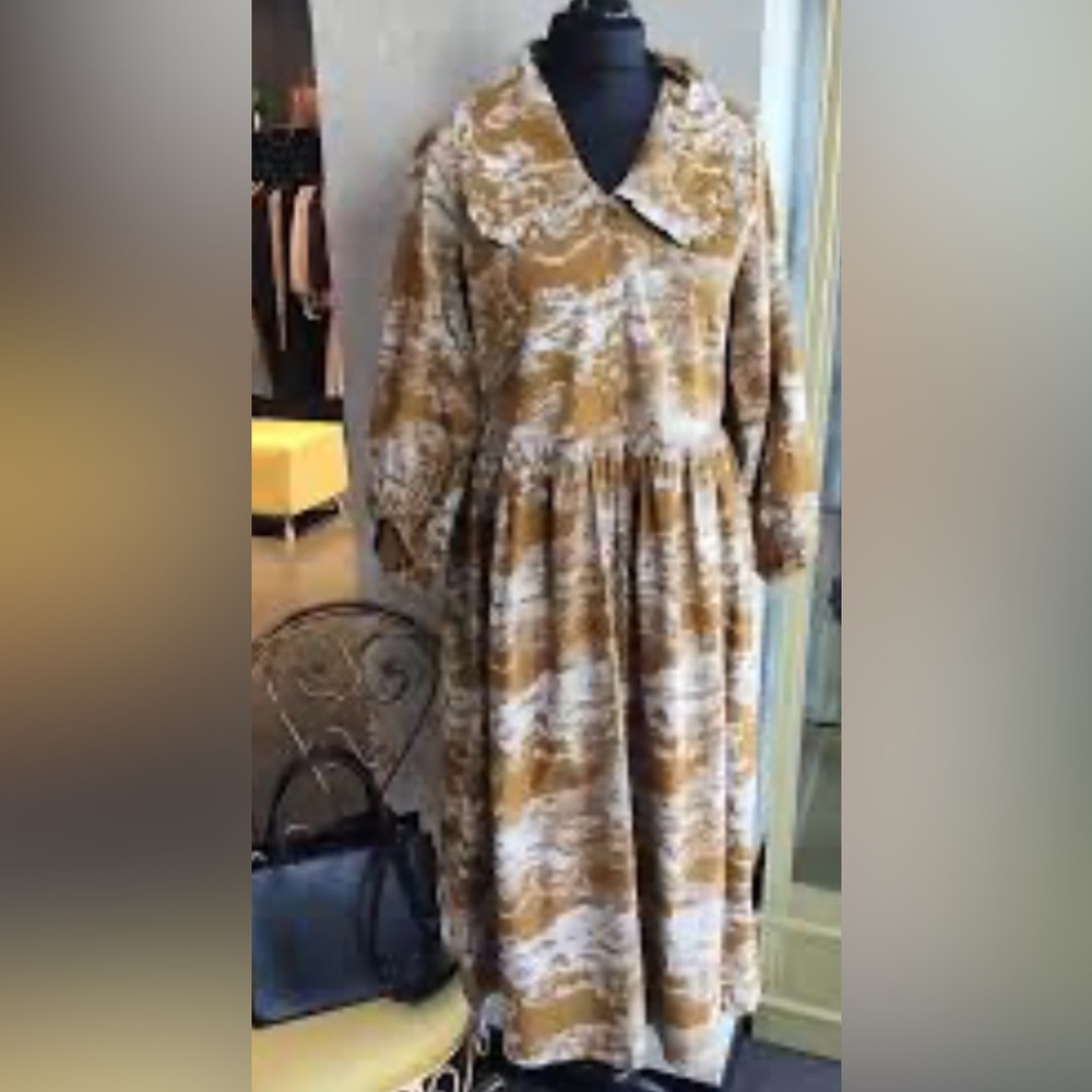 ICHI Chic Women's Midi Dress in Tan and Cream